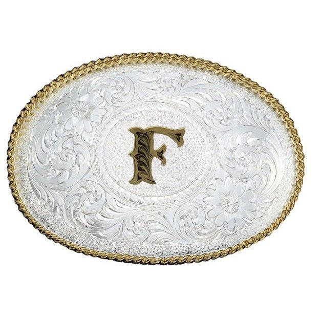 Montana Silversmiths Silver Engraved Initial F Buckle 700F - Montana Silversmiths
