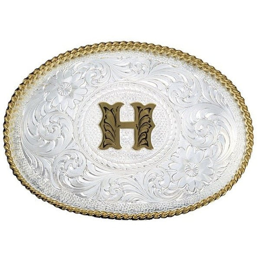 Montana Silversmiths Silver Engraved Initial H Buckle 700H - Montana Silversmiths