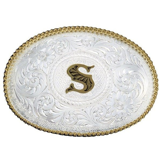 Montana Silversmiths Silver Engraved Initial S Buckle 700S - Montana Silversmiths