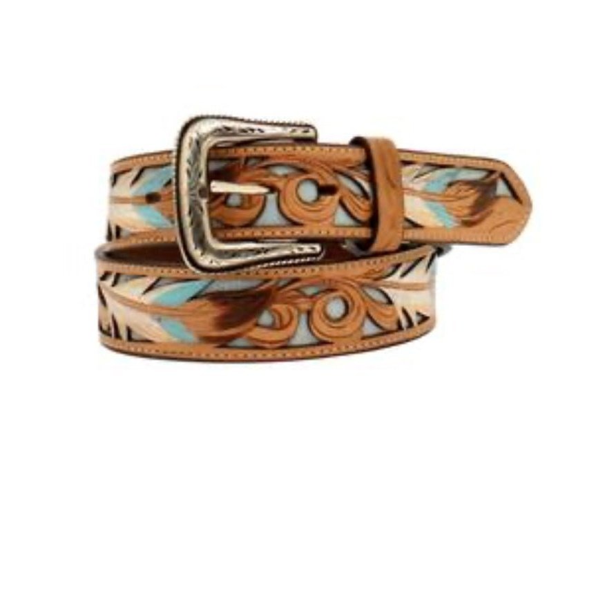 Nocona Men’s Western Belt Feather Tooled Filigree Inlay #N210006002 - Nocona Belt Co