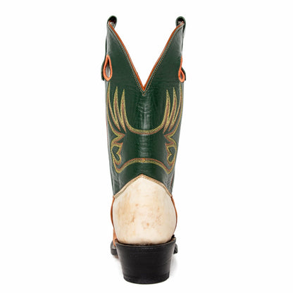 Olathe Men's Cowboy Boots 11" Rough Stock Riding Heel Tan/ Dark Green 6907