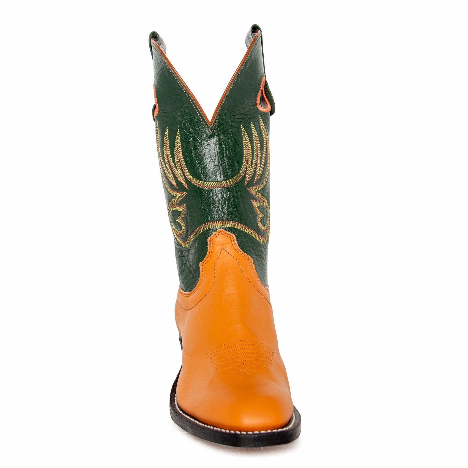 Olathe Men's Cowboy Boots 11" Rough Stock Riding Heel Tan/ Dark Green 6907