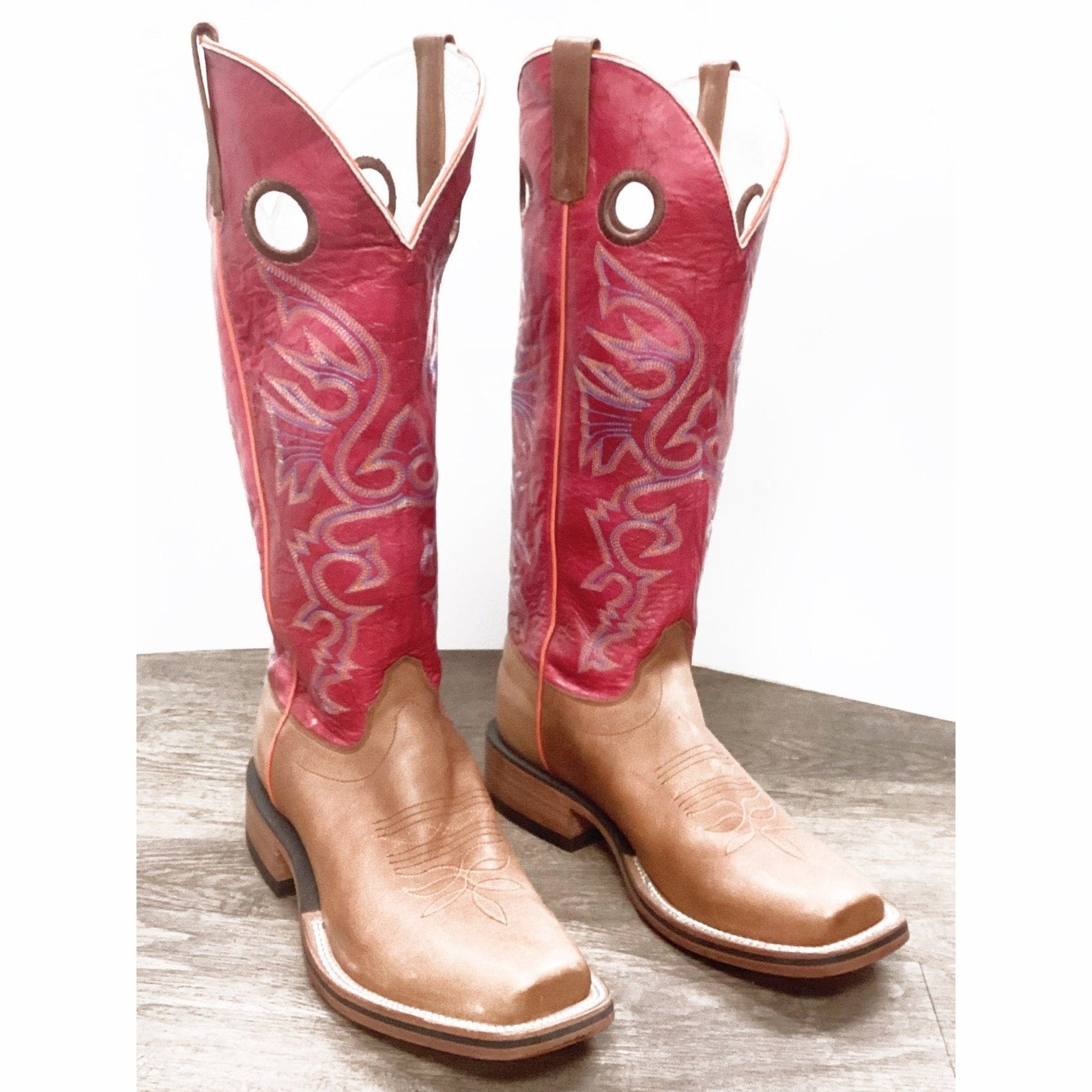 Olathe Men’s Cowboy Boots 16" Pecan/Red Cutter Toe CC72