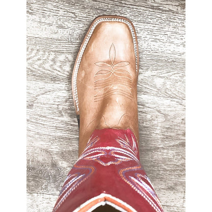 Olathe Men’s Cowboy Boots 16" Pecan/Red Cutter Toe CC72