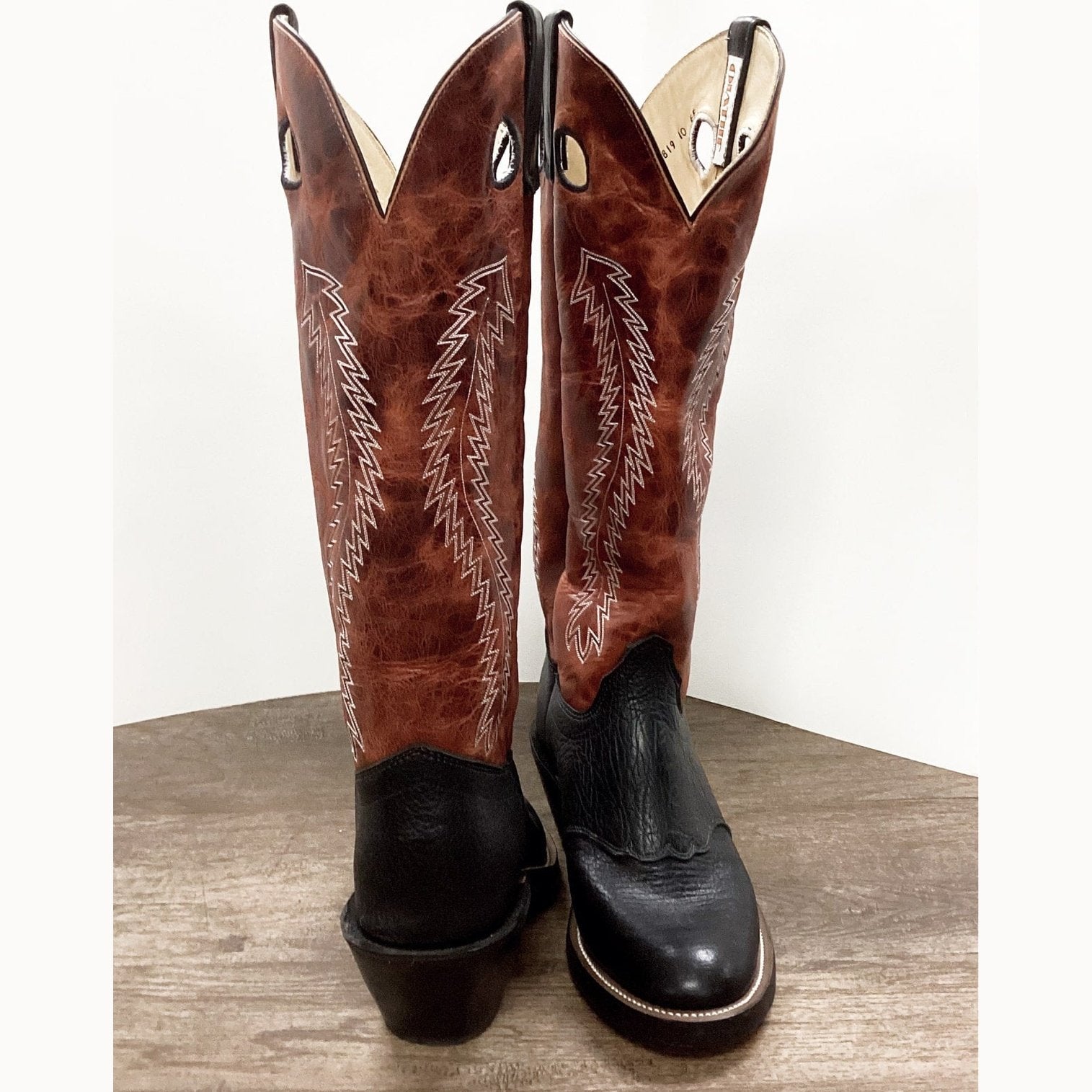 Olathe Men’s Cowboy Boots 17" Black/Rust U-Toe 255819