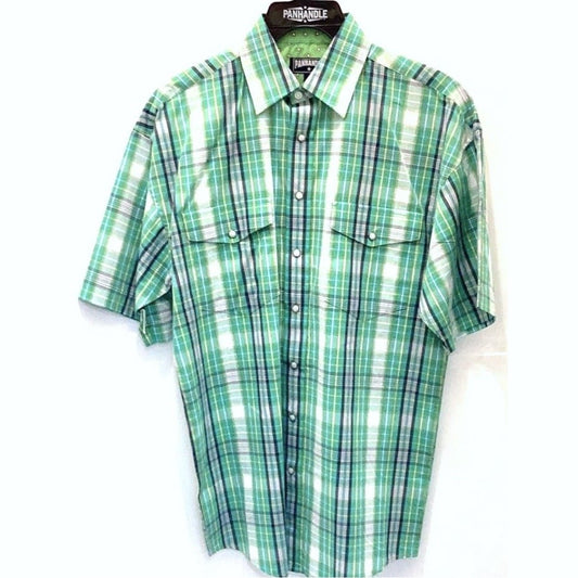 Panhandle Men’s Shirt Short Sleeve Plaid Snaps 37S2022 - Panhandle