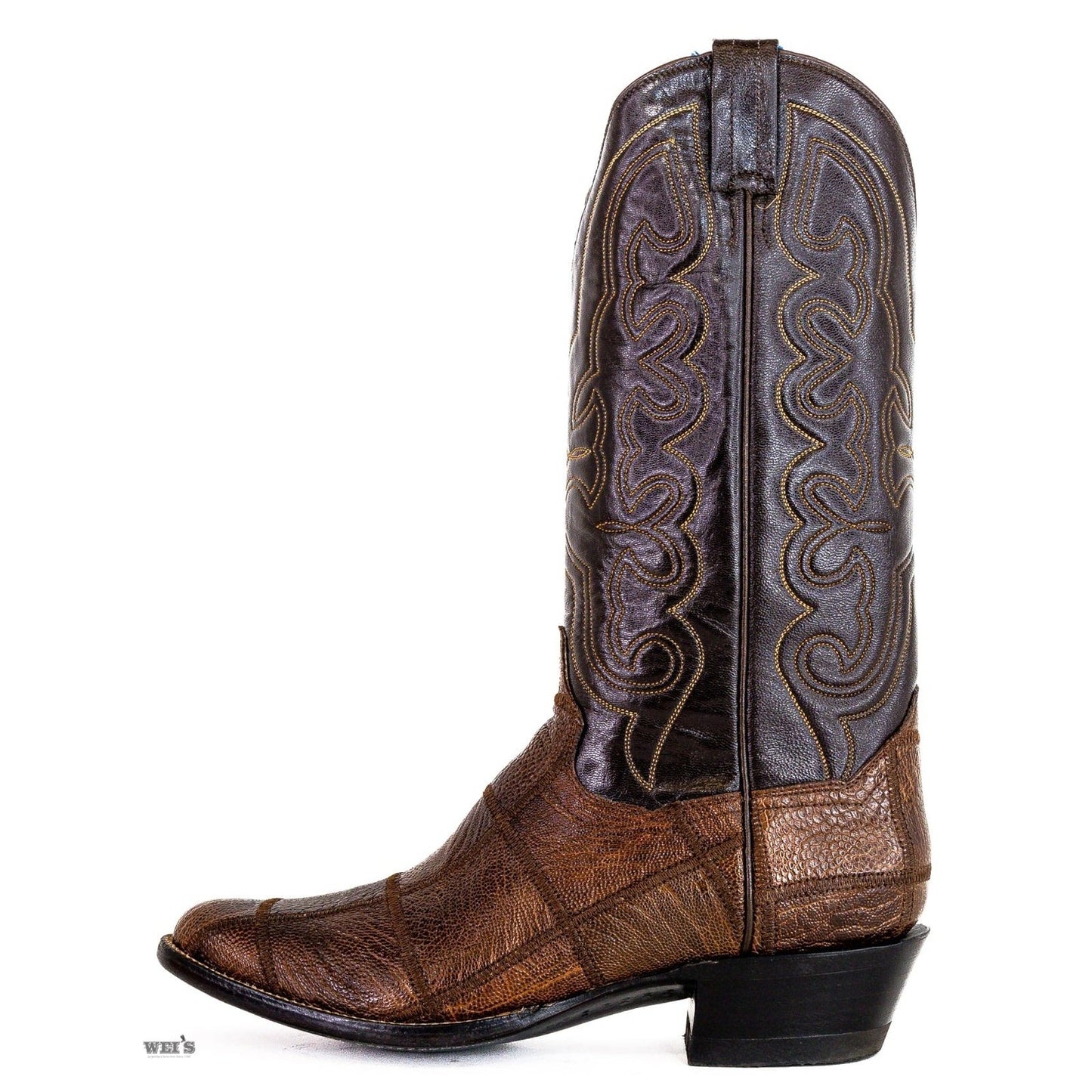 Panhandle Slim Men's Cowboy Boots 14" Exotic Ostrich Leg Patch Cowboy Heel R Toe 15-OSTRICH 25210