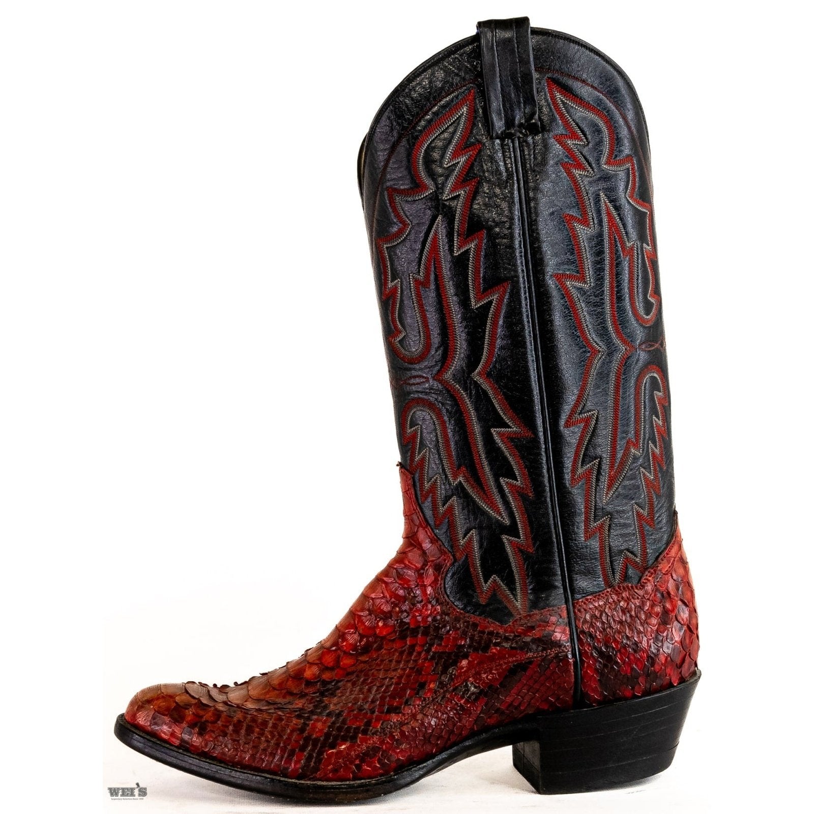 Panhandle Slim Men's Cowboy Boots 14" Exotic Red Python Cowboy Heel R Toe 11-SNAKE