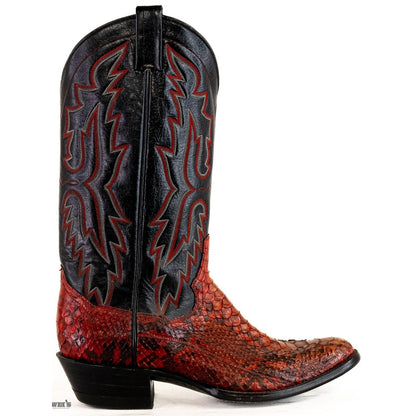 Panhandle Slim Men's Cowboy Boots 14" Exotic Red Python Cowboy Heel R Toe 11-SNAKE