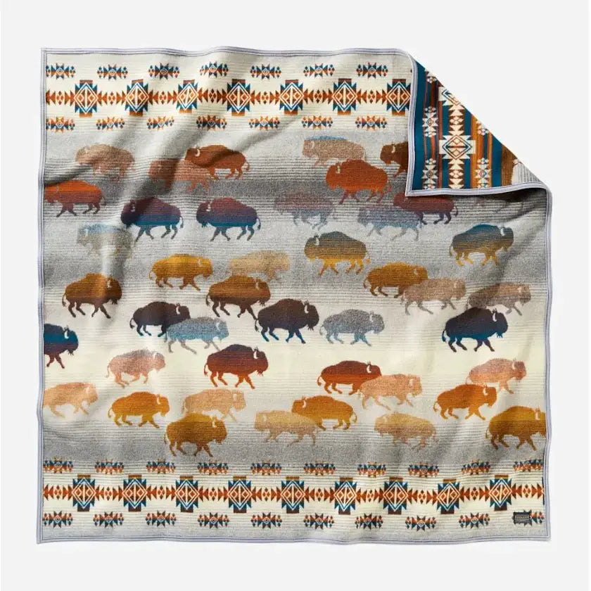 Pendleton Blanket Napped Jacquard Prairie Rush Hour Grey Throw Twin Size