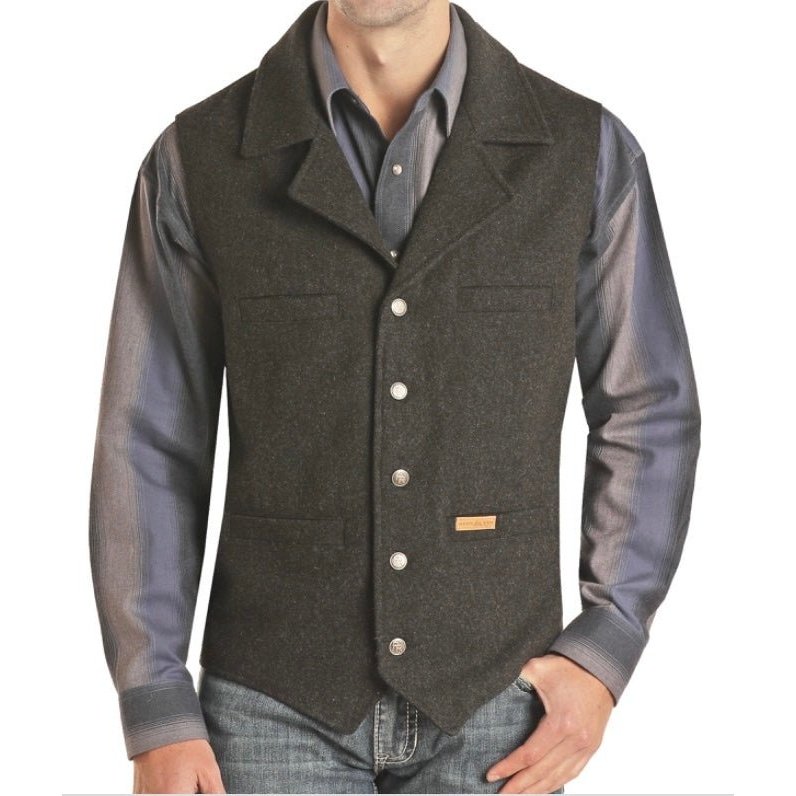 Powder River Men’s Montana Vest Solid Colour, Wool 98T1176