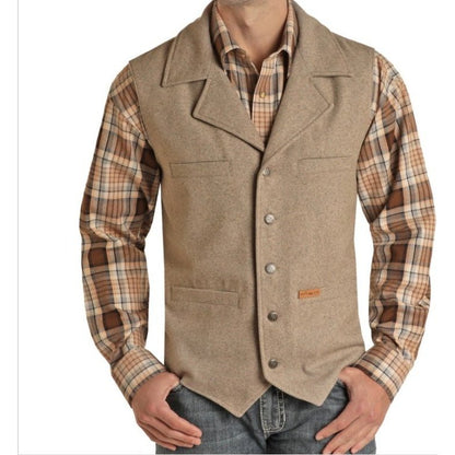 Powder River Men’s Montana Vest Solid Colour, Wool