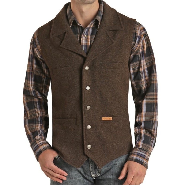 Powder River Men’s Montana Vest Solid Colour, Wool 98T1176