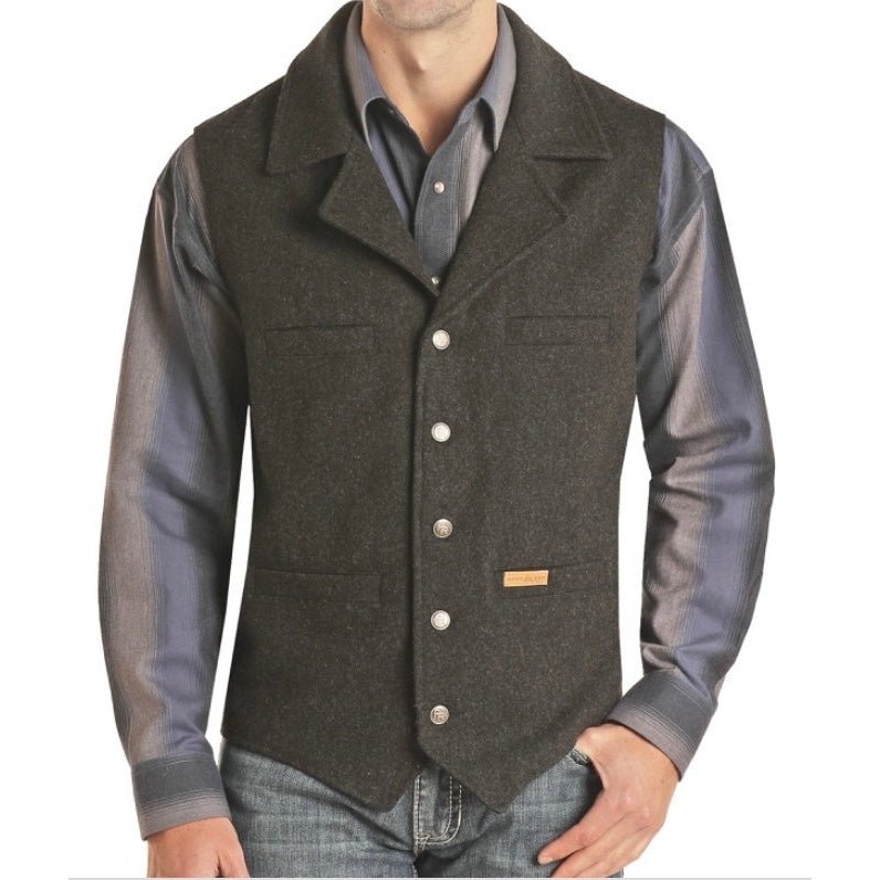 Powder River Men’s Vest Solid Colour, Wool 98T1176 - Powder River Outfitter
