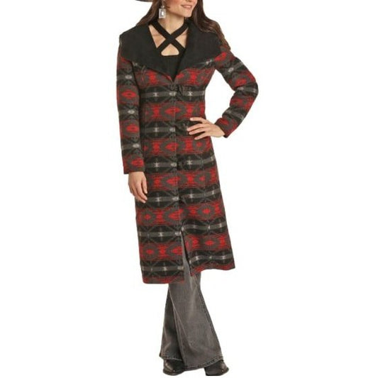 Powder River Outfitters Women's Coat Aztec Wool Scarlet PRWO92R0FX