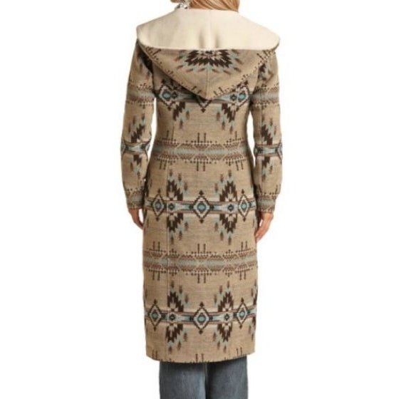 Powder River Women’s Coat Long Wooly Jacquard Brown PRW092RZYZ- Clearance