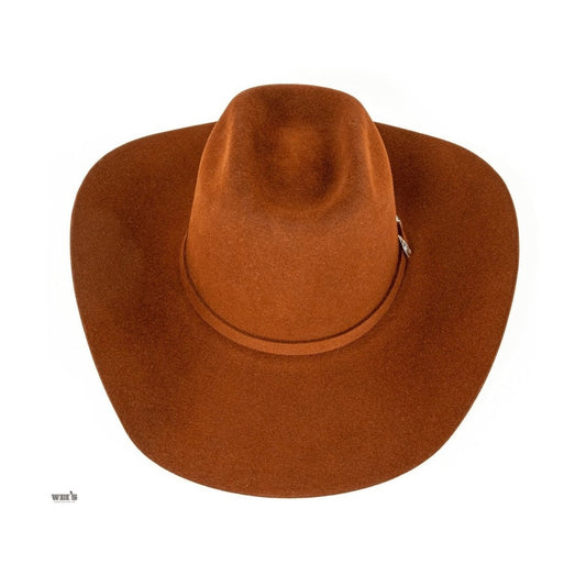 Resistol Cody Johnson 6X fur felt cowboy hat in Rust, front view showing rounded brick crown.
