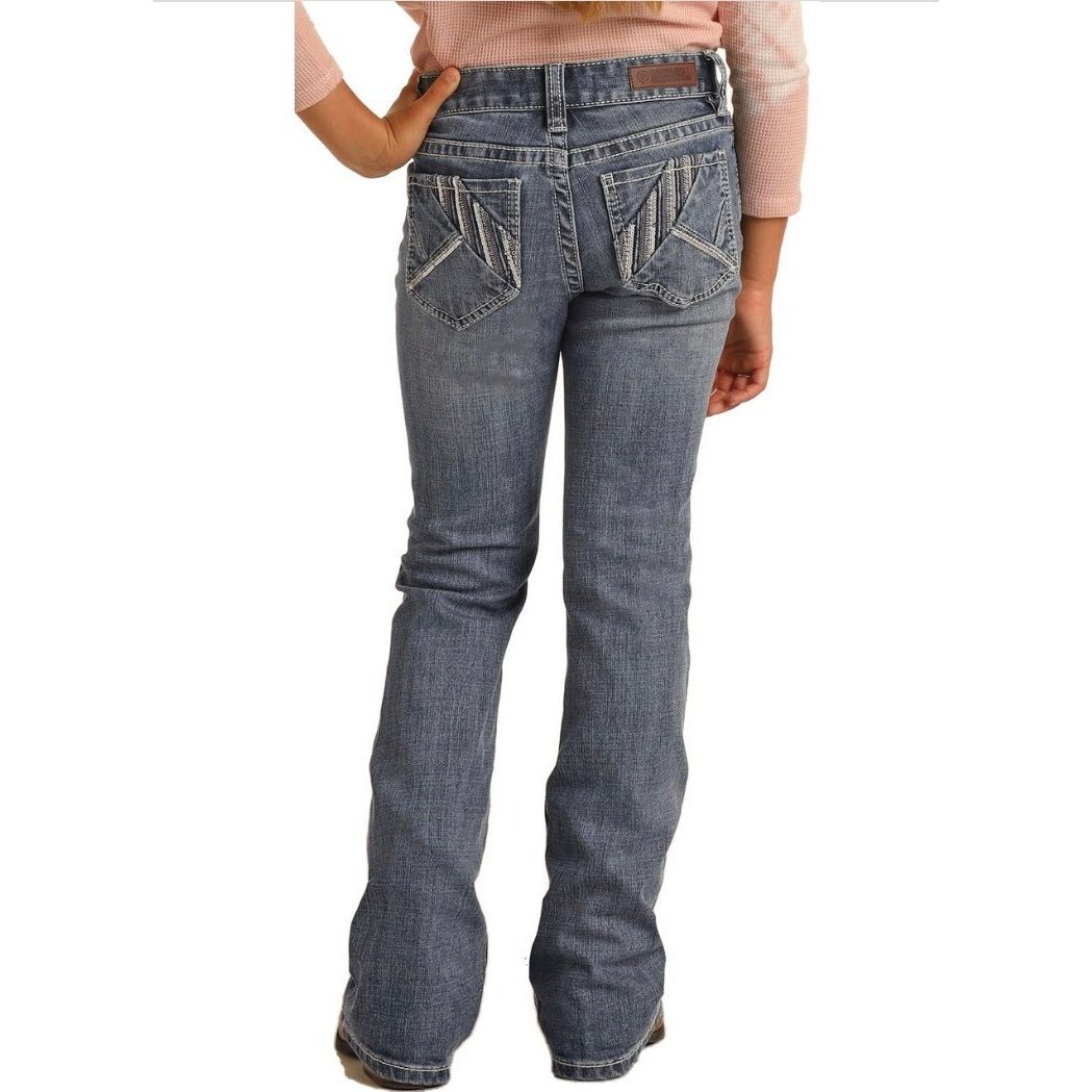 Rock&Roll Girl’s Jeans Vintage Medium Wash Bootcut Jeans G5-3711 - Rock&Roll Denim