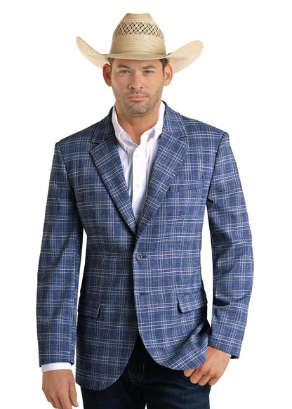 Rock & Roll Men's Blue Plaid Sports Jacket BM96C04201