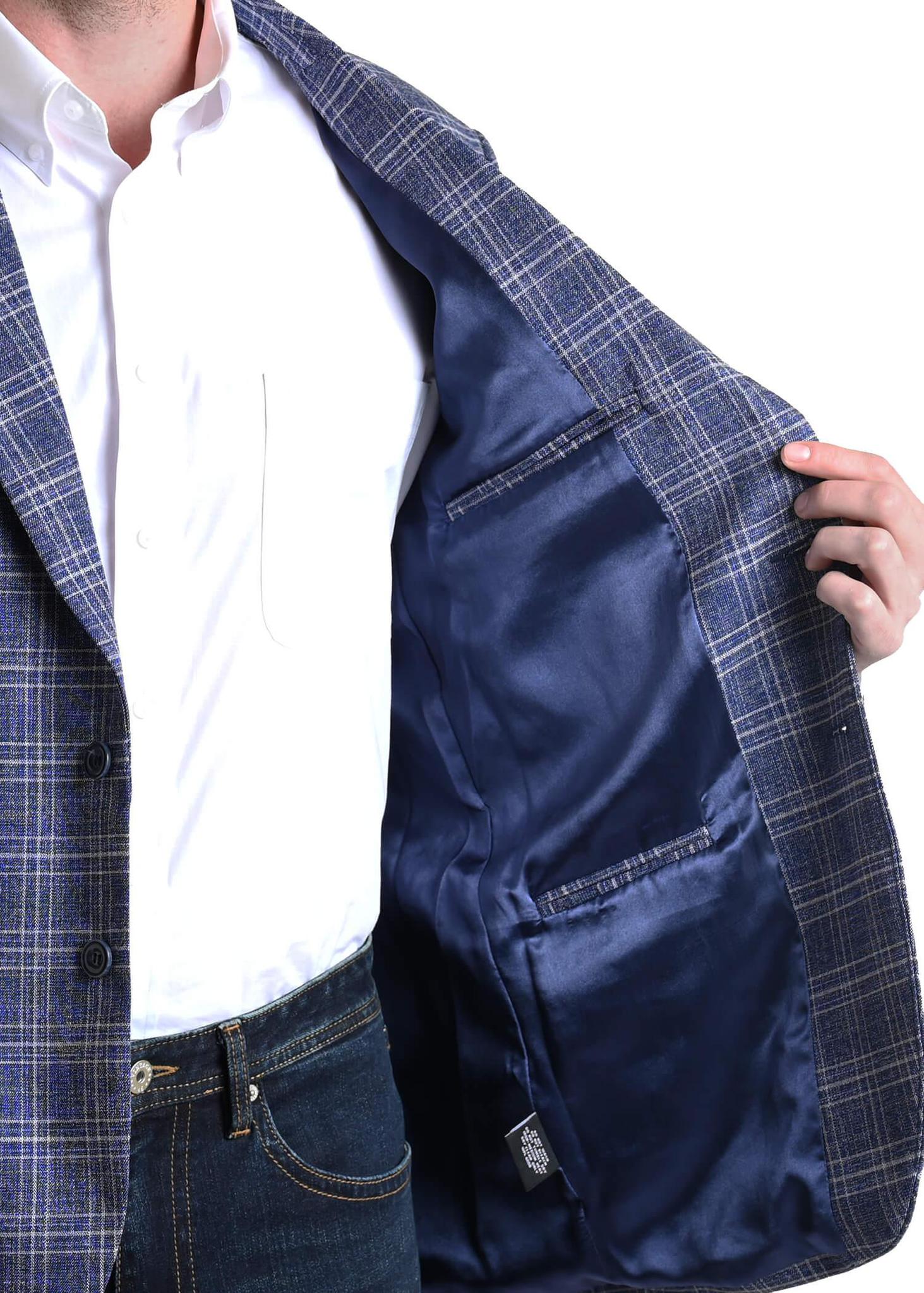 Rock & Roll Men's Blue Plaid Sports Jacket BM96C04201