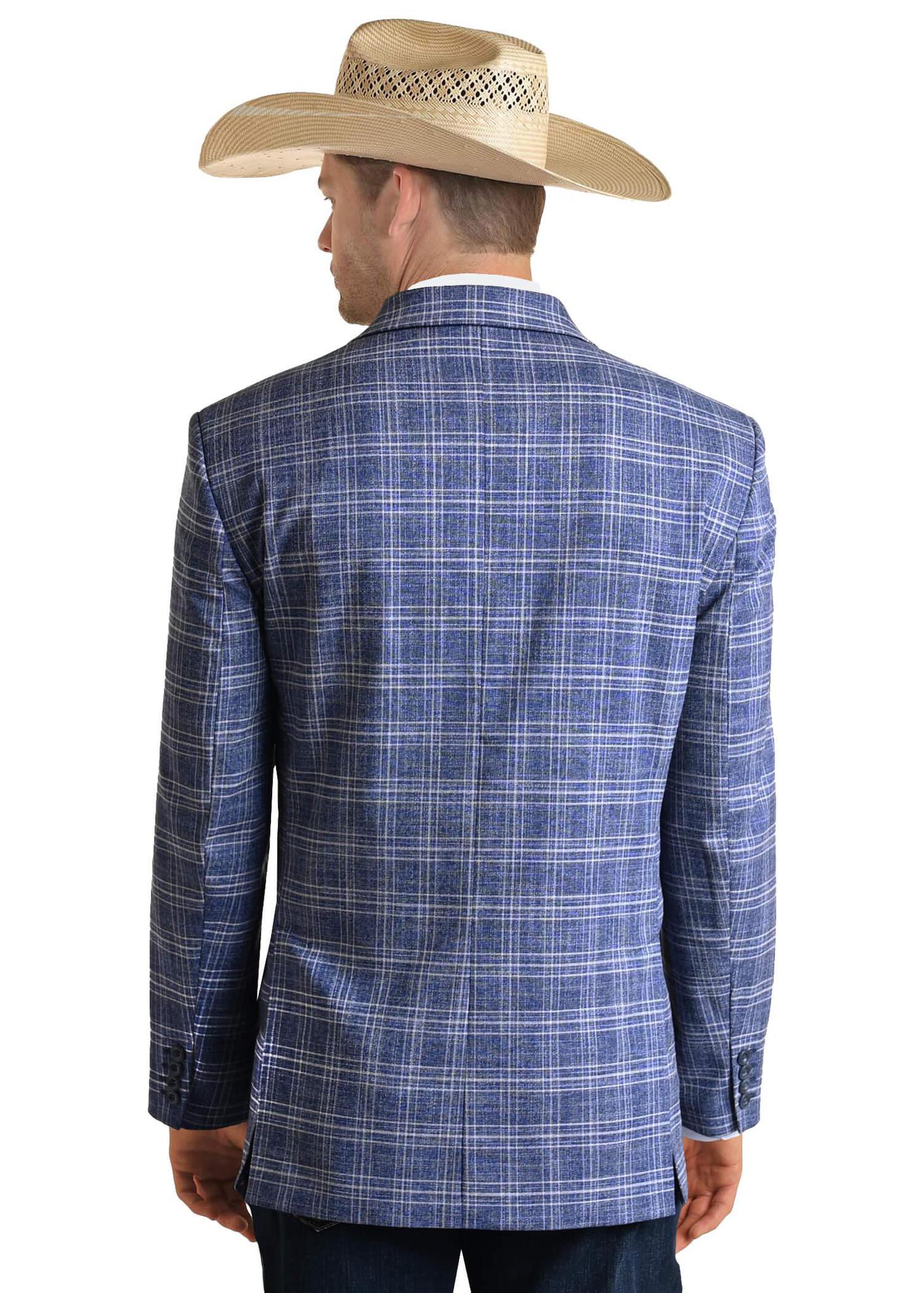 Rock & Roll Men's Blue Plaid Sports Jacket BM96C04201