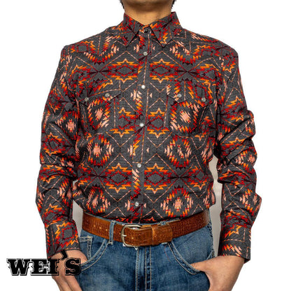 Rock & Roll Men's Long Sleeve Aztec Snap BMN2S03362 - Rock & Roll