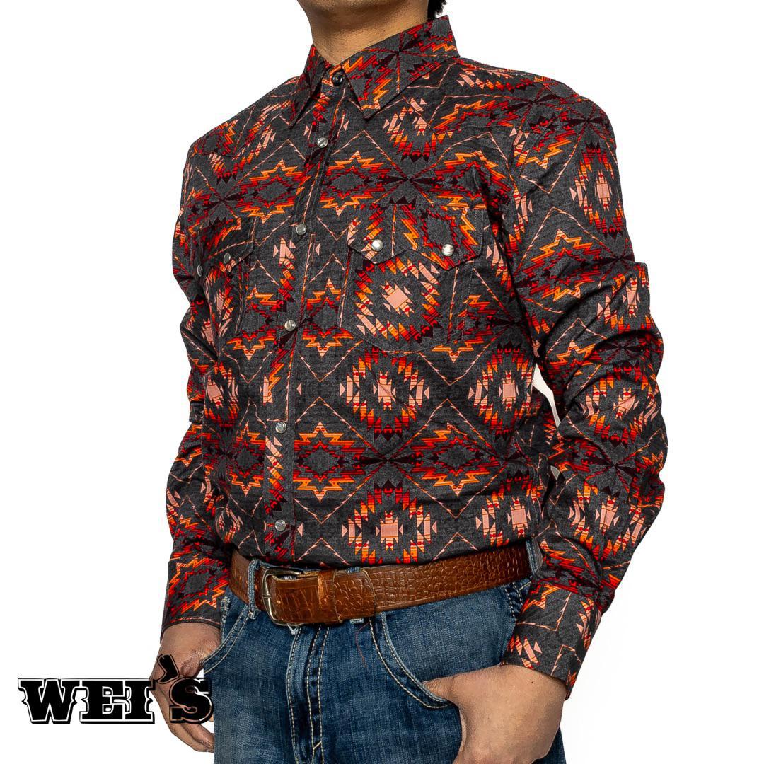 Rock & Roll Men's Long Sleeve Aztec Snap BMN2S03362 - Rock & Roll