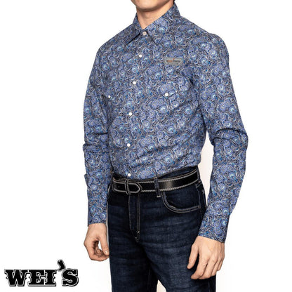 Rock & Roll Men's Long Sleeve Paisley Snap Shirt BMN2S03340