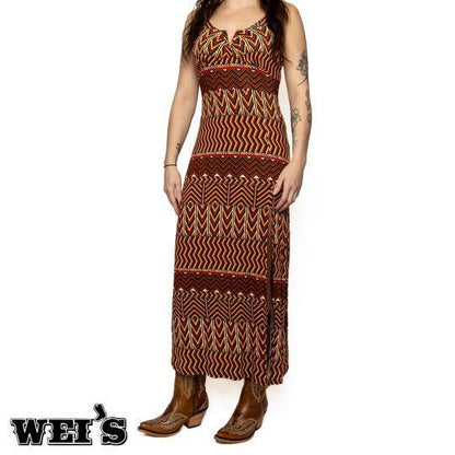 Rock & Roll Women's Burnt Orange Geo Print Dress BWD0R03294