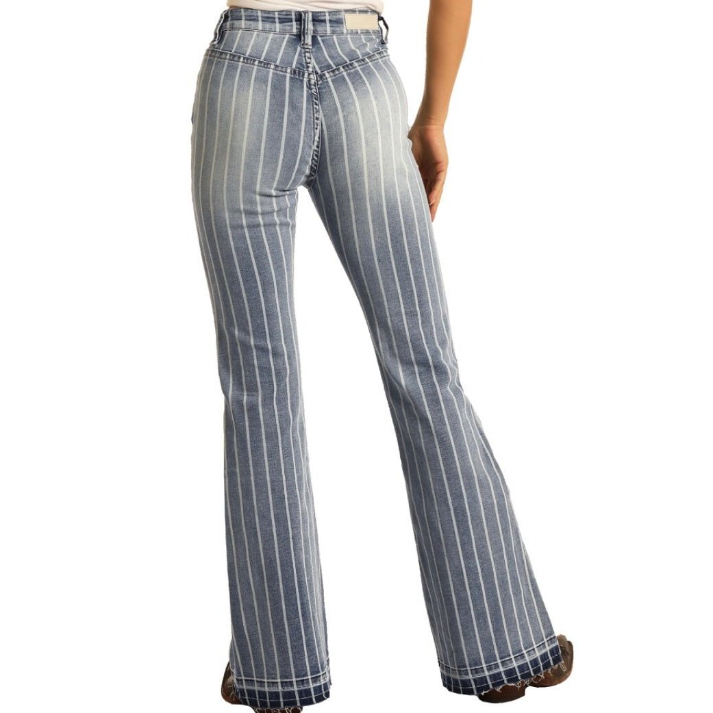 Rock&Roll Women’s High Rise Stretch Striped Trouser Jeans W8H2533 - Rock & Roll
