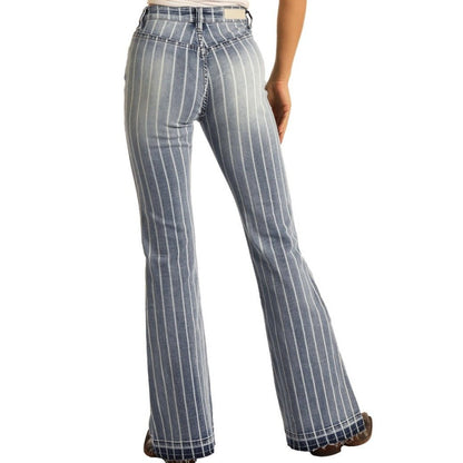 Rock&Roll Women’s High Rise Stretch Striped Trouser Jeans W8H2533 - Rock & Roll