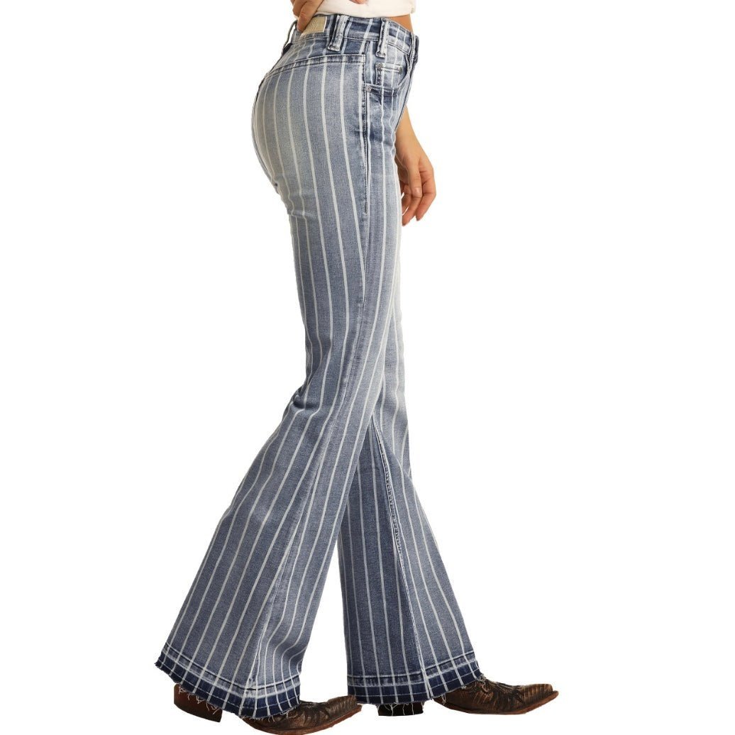 Rock&Roll Women’s High Rise Stretch Striped Trouser Jeans W8H2533 - Rock & Roll