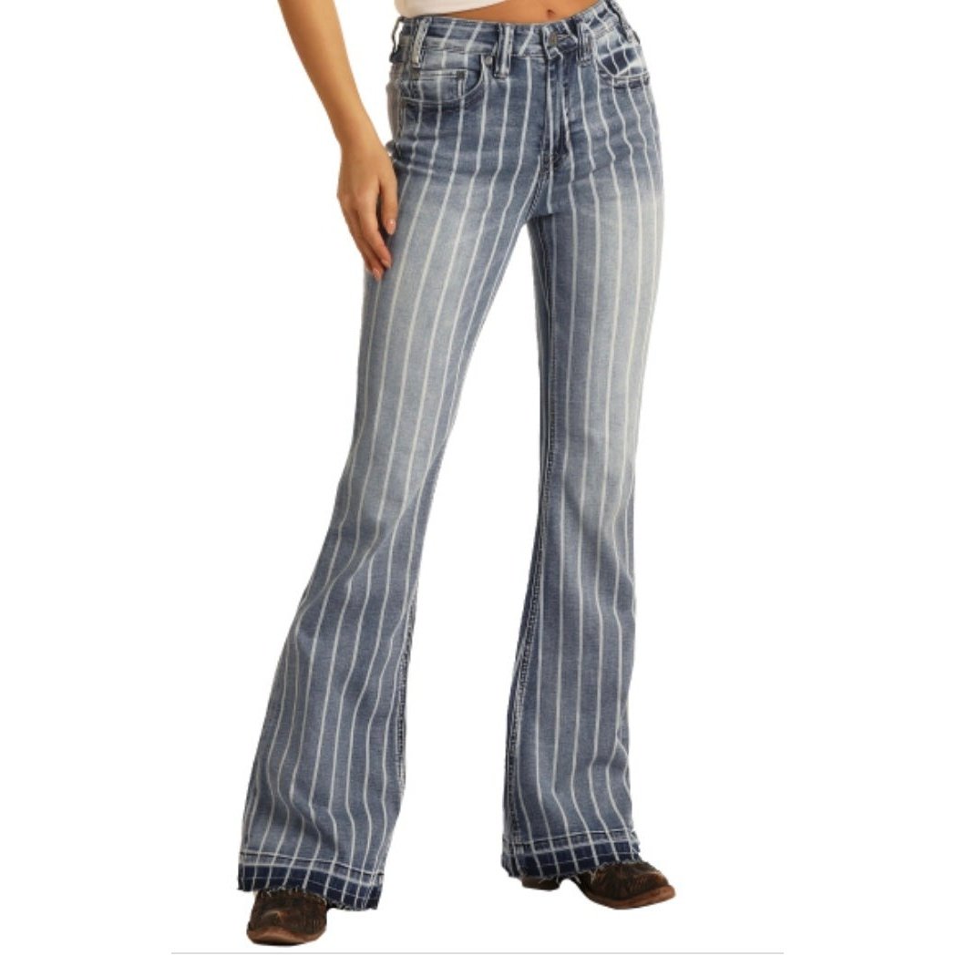 Rock & Roll Women’s High Rise Stretch Striped Trouser Jeans W8H2533