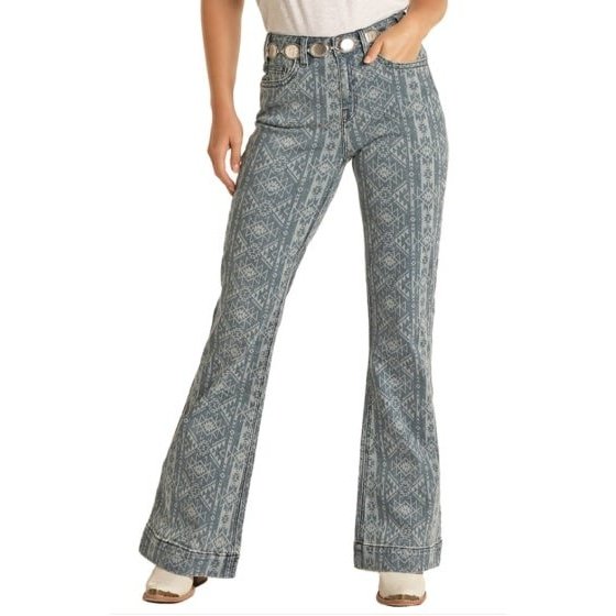 Rock & Roll Women's Jeans Aztec Print High Rise Trouser HYWD5HR169 - Rock & Roll