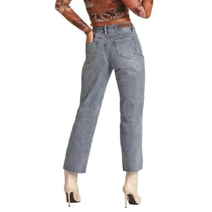 Rock & Roll Women’s Jeans Cropped Distressed Straight Leg RRWD9HR100 - Rock & Roll