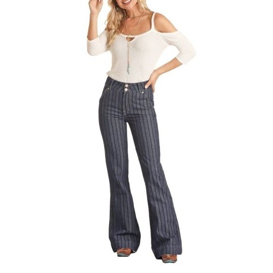 Rock&Roll Denim Women's Jeans High Rise Stripe Jacquard Trouser RRWD5HRZQI - Rock&Roll Denim