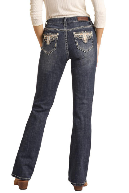 Rock&Roll Women's Mid Rise Extra Stretch Bootcut Jeans BW4MD02968