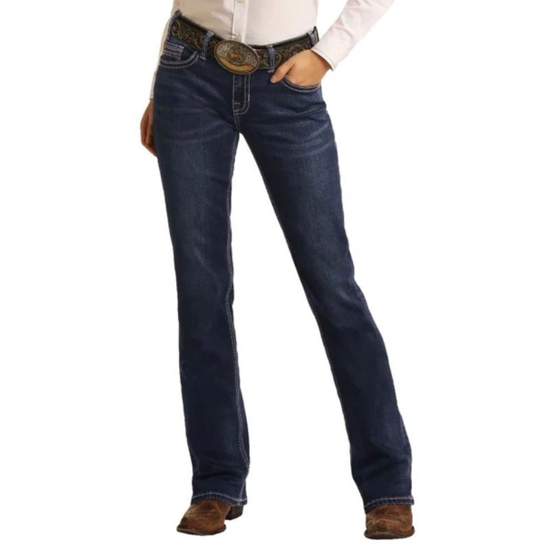 Rock&Roll Women’s Mid Rise Extra Stretch Bootcut Riding Jean W7_4166 - Rock & Roll