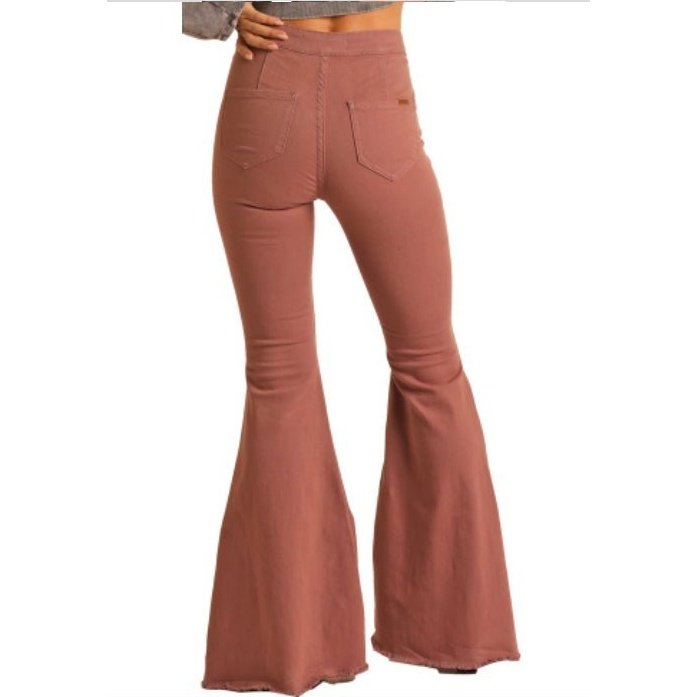 Rock & Roll Women’s High Rise Extra Stretch RosY Brown Bell Bottom RRWD7PR0S1 at Wei's Western Wear