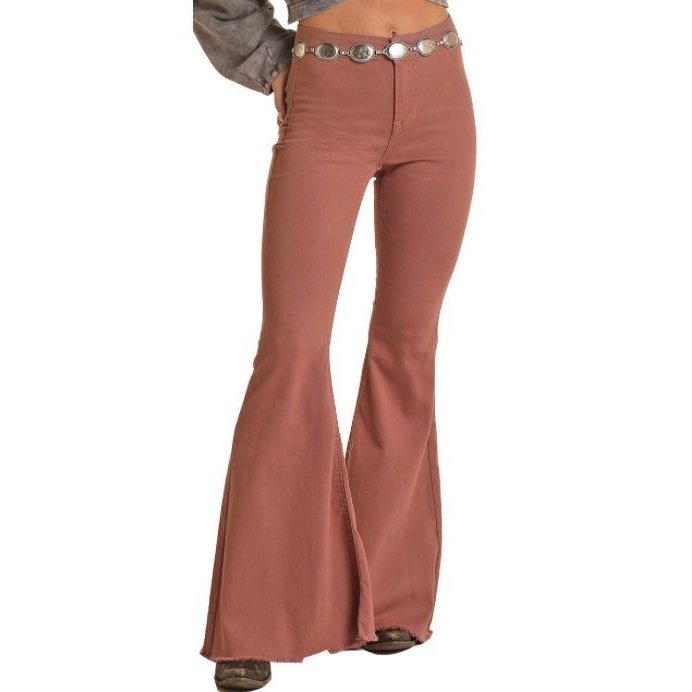 Rock & Roll Women’s High Rise Extra Stretch RosY Brown Bell Bottom RRWD7PR0S1 at Wei's Western Wear