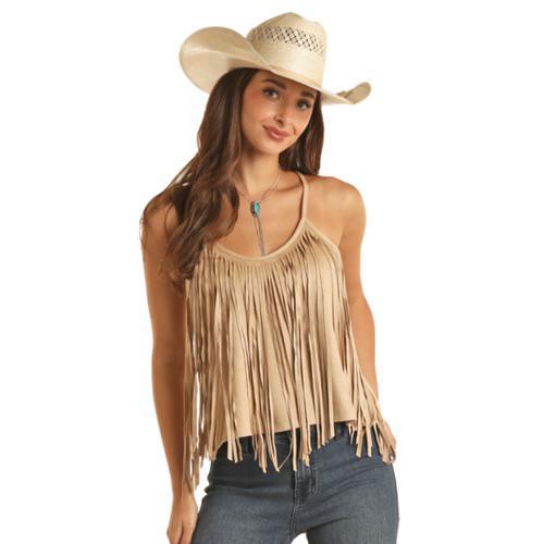 Rock & Roll Women's Suede Tank with Fringe BW20T03281