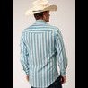 Roper Men’s Aqua & Cream Stripe Long Sleeve Shirt 01-001-0044-0250 - Roper