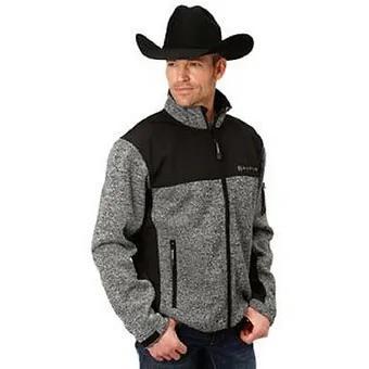 Roper Men's Bonded Fleece Sweater Grey/Black 03-097-0794-6158 - Roper