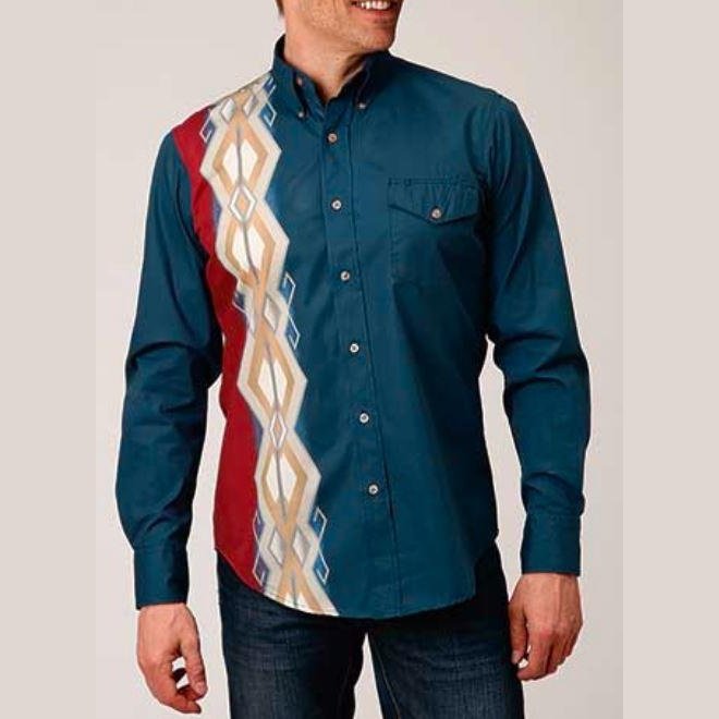 Roper Men's Shirt Long Sleeve Aztec Vertical