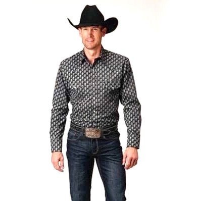 Roper Men's Shirt Long Sleeve Paisley Black/Cream 01-001-0179-0720