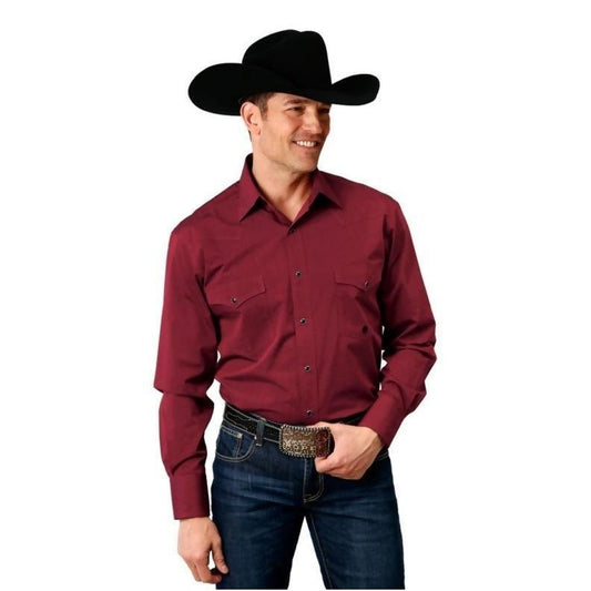 Roper Men's Western Shirt Solid In Wine 03-001-0765-0706 WI