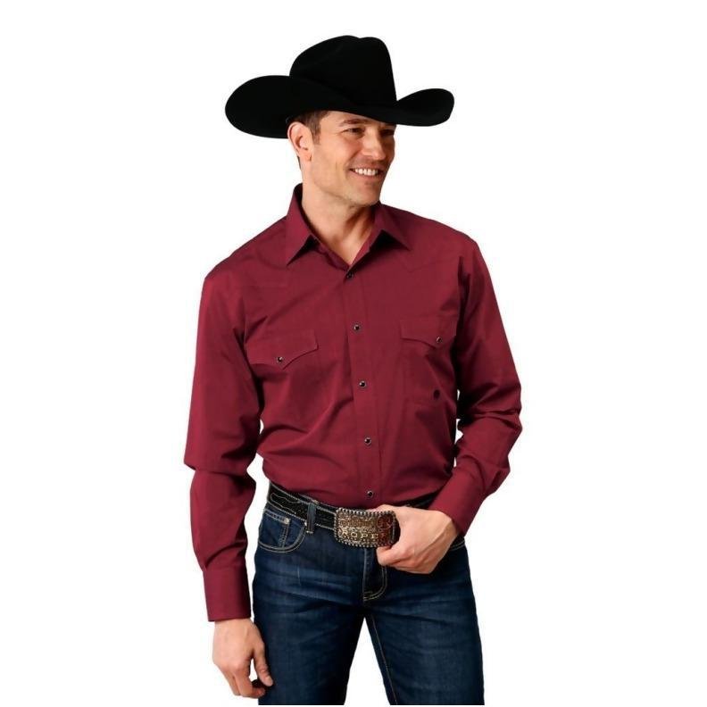 Roper Men's Western Shirt Solid In Wine
