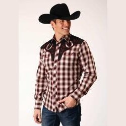 Roper Men's Wine/Black/Cream Plaid 01-001-0224-6036 WI