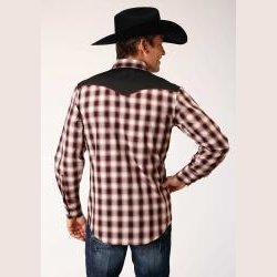 Roper Men's Wine/Black/Cream Plaid 01-001-0224-6036 WI