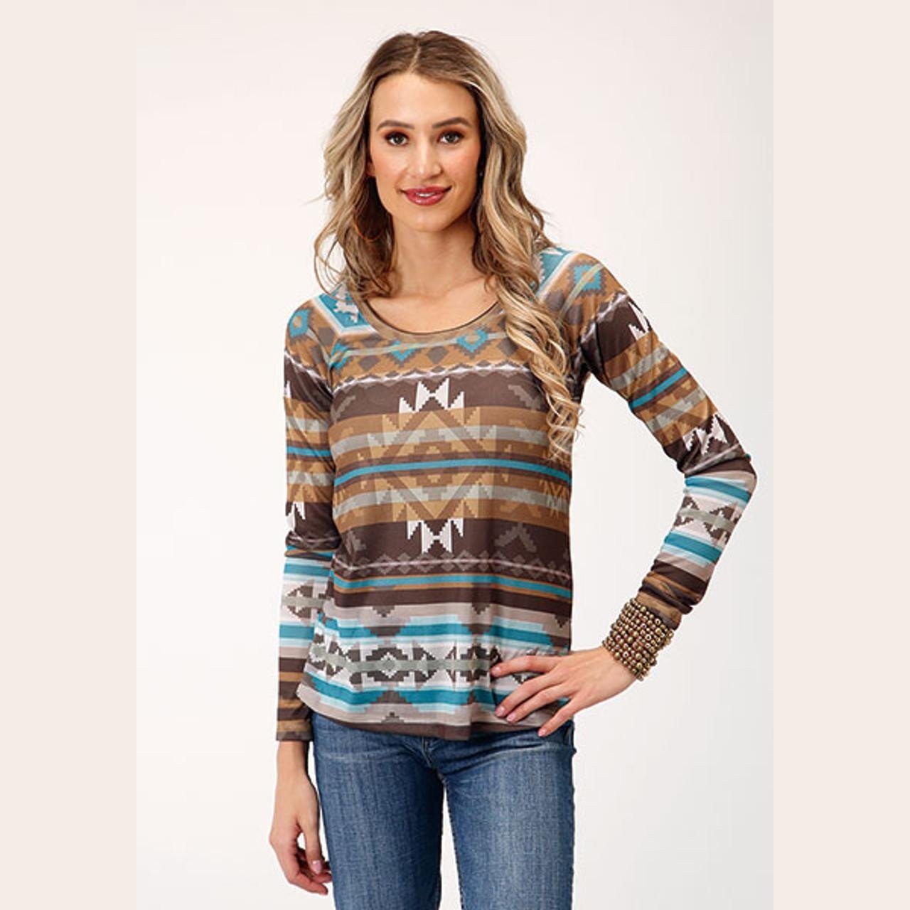 Roper Women's Sweater Knit Jersey Top Long Sleeve 03-038-0514-7095 BR